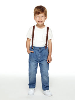 Basic Erkek Bebek Jean Pantolon ve Pantolon Ask?s? 2li Tak?m