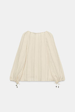 BLUSA RAYAS LAZOS / Crudo / Negro