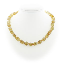 Цитрин натуральный крупная галька граненая 12-14мм 45см