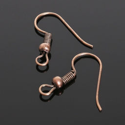 Цена за 2 шт. Швензы для сережек-крючки с бусиной (набор 5 пар), цвет чернёная медь