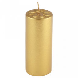Свеча "Цилиндр" д4см, h10см, парафин, с декором, "Лепесточки", время горения 12,5 часов, золото (Россия)
