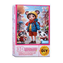 Ночник-пазл 3Д "Девочка-зоолог со зверушками" со светом и музыкой, в коробке