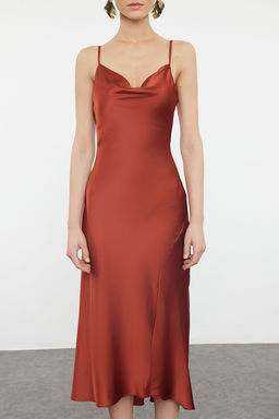 TRENDYOLMILLA Siyah Astarl? Dokuma Saten S?k Abiye Elbise TPRSS19BB0058 фото 16