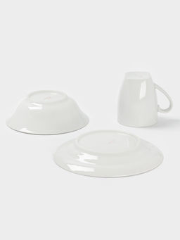 Набор детской посуды Дулевский фарфор Зайчик, 3 предмета: тарелка 175 мл, миска 360 мл, кружка 210 мл, белый