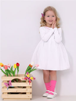 Платье Апрель из хлопка с лайкрой белое фото 4