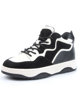 05-P100-1Z BLACK/LT. BEIGE Кроссовки женские зимние (натуральная кожа, шерсть)