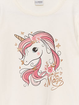 Bisiklet Yaka Bask?l? Uzun Kollu K?z ?ocuk Ti??rt - Waikiki фото 3