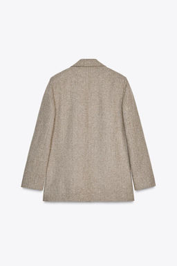 STRAIGHT FIT HERRINGBONE BLAZER WITH SHOULDER PADS - Zara фото 3