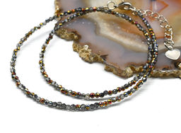 Чокер из циркона шарик гр.2мм цв.дымчато-золотистый, 38см