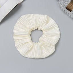 Цена за 4 шт. Резинка для волос «Орбита», жатка классика глянец, 12 см, молочная