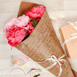 Цена за 10 шт. Бумага упаковочная крафт «Роспись на досочках», 50 х 70 см