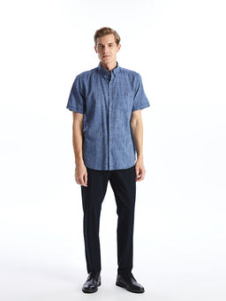 Regular Fit Keten Kar???ml? Erkek G?mlek