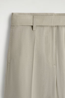 PANTAL?N DE LINO BARREL LEG CON CINTUR?N - H&m фото 9