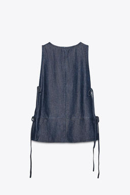 ZW COLLECTION DENIM TIE TOP - Zara фото 7