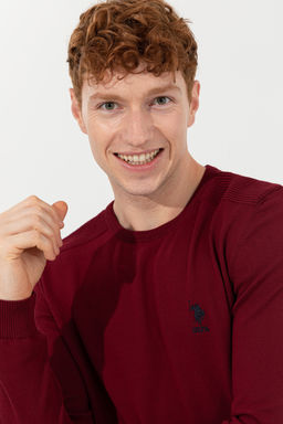 Мужской бордовый красный трикотажный свитер Basic - U.s. polo assn фото 14