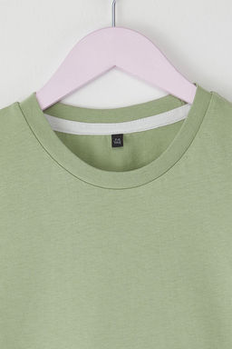 Gul Kurusu-Pudra-Ekru 3lu K?z Cocuk %100 Pamuk Basic K?sa Kol Orme T-Shirt TKDSS25TS00023 - Trendyolmilla фото 3