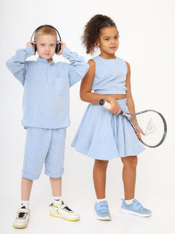 Рубашка-хенли Лен, голубой меланж - Inzibe фото 19