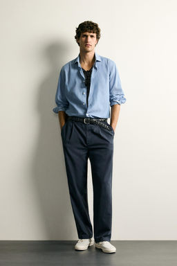 CAMISA REGULAR FIT VOILE / Celeste