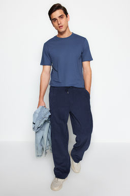 Gri-Ekru-Indigo Slim/Dar Kesim Bisiklet Yaka Basic %100 Pamuklu 3lu Paket T-Shirt TMNSS19BO0007
