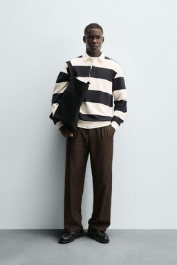 CONTRAST COLLAR POLO SWEATSHIRT