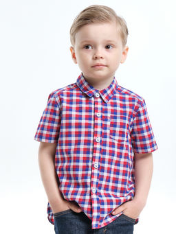 Рубашка для мальчика UD 7903 синяя клетка - Mini maxi фото 17