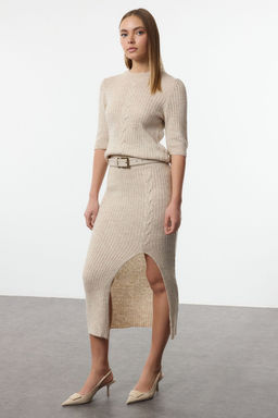 Ekru Yumusak Dokulu Triko Alt-Ust Tak?m TWOAW25AU00046