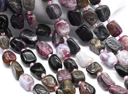 Бусины из турмалина галтовка 8*12мм, 39см, 29 бусин Радуга камня