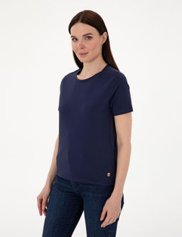 Lacivert Regular Fit Bisiklet Yaka Basic Ti__rt