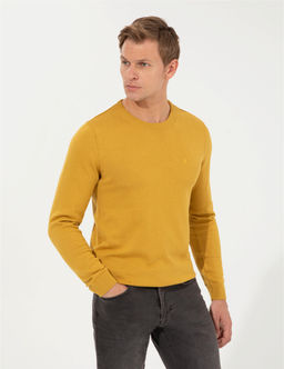 Hardal Slim Fit Bisiklet Yaka Basic Triko Kazak