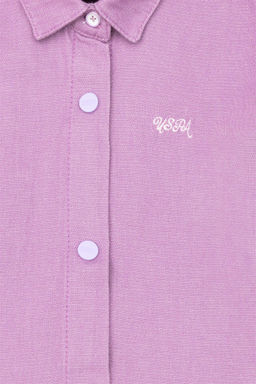 Сиреневая джинсовая рубашка для девочки - U.s. polo assn фото 3