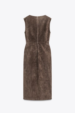 100% LEATHER MIDI DRESS - Zara фото 7