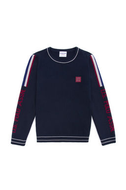 U. S. Polo Assn Темно-синий трикотажный свитер с круглым вырезом для мальчика