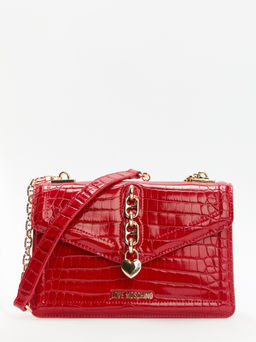 Женская сумка на плечо LOVE MOSCHINO CHAIN DETAIL CROCO Артикул 4192175, рубиновый
