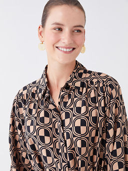 Desenli Uzun Kollu Kad?n G?mlek Elbise