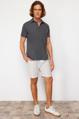 TRENDYOL MAN Vizon Regular Fit Lastik Belli Keten Gorunumlu K?sa Sort & Bermuda TMNSS22SR0020