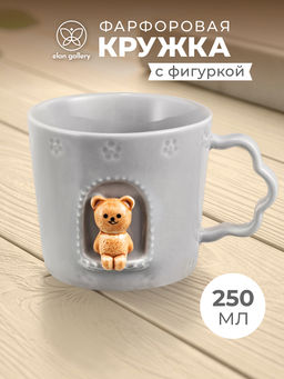 Кружка 250 мл 12*9,5*7,5 см "Медвежонок в домике" фарфор