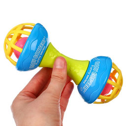 Погремушка с прорезывателем Крошка Я «Гантелька яркая», с эластичными элементами, от 3 мес.