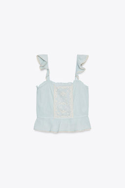 EMBROIDERED RUFFLE TOP - Zara фото 11