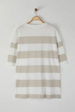 TRENDYOL MAN Buyuk Beden Gri Oversize Cizgili Sehir Bask?l? %100 Pamuklu T-Shirt TMNSS25BF00010 - Trendyolmilla фото 11