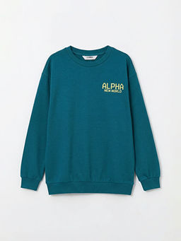 Bask?l? Erkek ?ocuk Sweatshirt