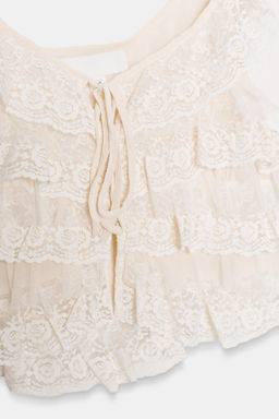 TOP VOLANTES ENCAJE / Crudo - Zara фото 6