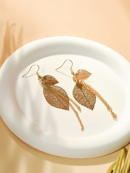 Серьги висячие «Листья» осень, цвет золото, 10.5 см