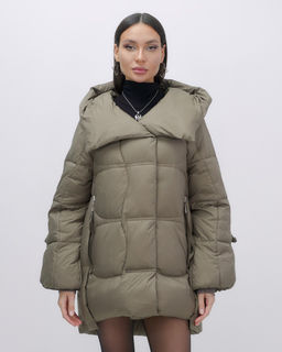 Куртка зимняя женская с большим капюшоном модная коричневого цвета 7739K - Visdeer фото 8