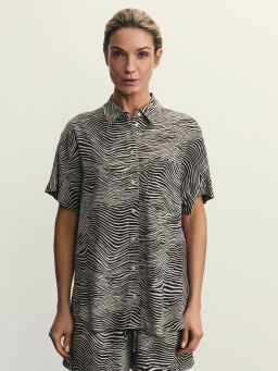 Рубашка с коротким рукавом из вискозы / Zarina  фото 3