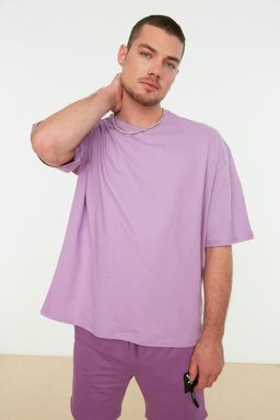 TRENDYOL MAN Lila Oversize Yaz? Bask?l? %100 Pamuklu T-Shirt TMNSS21TS2037 - Trendyolmilla фото 2