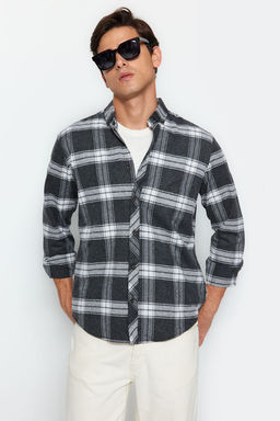 TRENDYOL MAN Lacivert Slim Fit Dugmeli Yaka K?sl?k Oduncu Kareli Gomlek TMNAW21GO0611 - Trendyolmilla фото 3