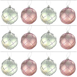 Набор из 12шт Украшение новогоднее Шар "Алмазная сетка", D 8 см, L35 W27 H9 см
