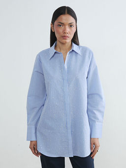 ?izgili Poplin Kad?n G?mlek Tunik