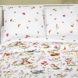 Лесные друзья 1,5 сп./Пододеяльник: 1 шт. - 215*145; Простыня: 1 шт. - 214*150; Наволочка: 2 шт. - 70*70; Поплин детский - Артпостель фото 2
