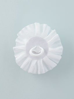 Цена за 12 шт. Бант для волос на резинке «Школьница», двойной, полосы, d=10 см, белый